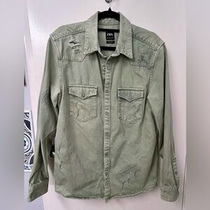 Zara Light Green Relaxed Shirt Jacket
